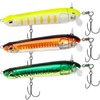 TRUSCEND Topwater Pencil Fishing Lures with Double Floating Rotating Tail,