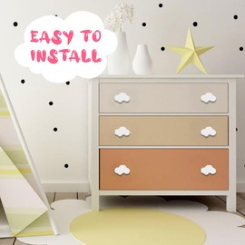 VJUYSW 6 Wooden Cabinet Knobs for Children's Room, Furniture Knobs in Various Animal Shapes, Wooden Handles for Cupboards, Door Knobs for Children (White Cloud)
