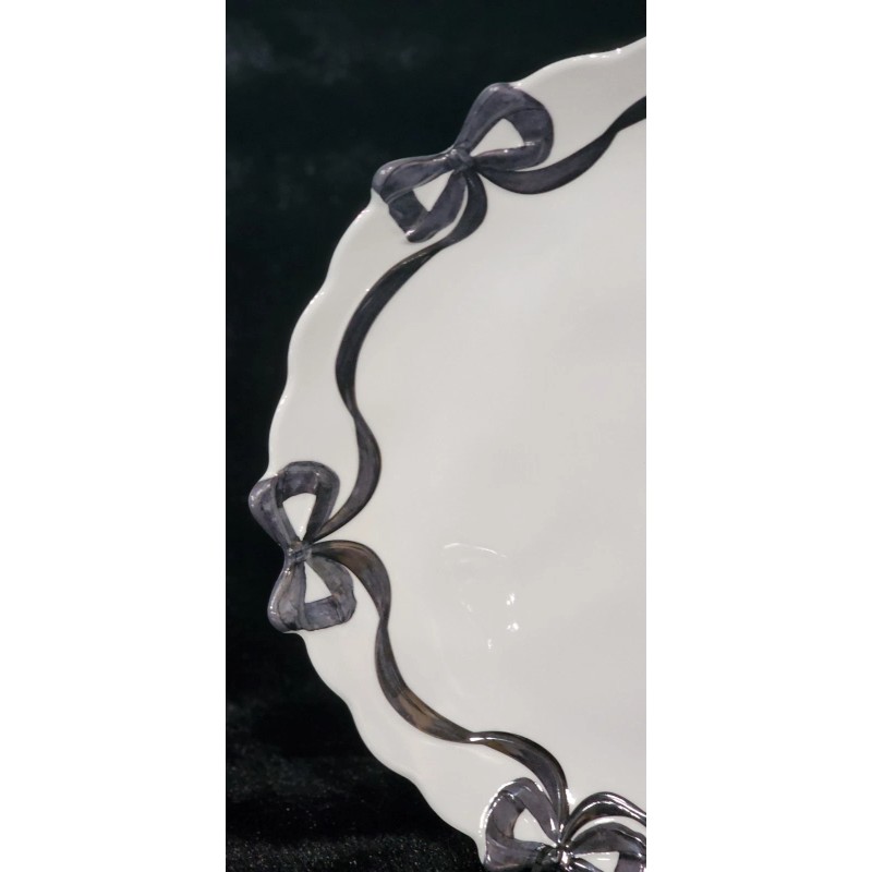 Bella Lux 4 Black Coquette Ribbon Bows on White Melamine