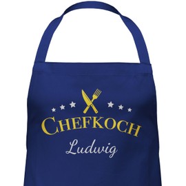 Geschenk mit Namen personalisiert by Shirtracer - Apron - Cooking Apron Men - Chef with Name, 2 Navy Blue