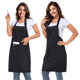 slqlgd 2 Pack Adjustable Bib Apron with 2 Pockets for men and women Waterproof and Oil Resistant Apron Cooking Kitchen Aprons Chef Black