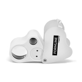 Formline LED Illuminated Jewelers Loupe/Trichome Scope (60x + 30x Lens) - Magnifier Made for Gardening, Jewelry, Antiques, Coins, Rocks, Stamps, Hobbies, Watches, Photos and Science (White/Silver)