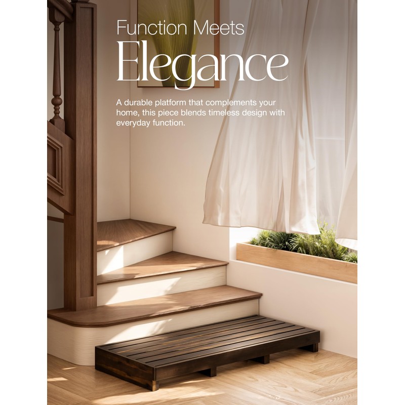 TINAMO One Step Stool for Elderly (35" Length) - Acacia