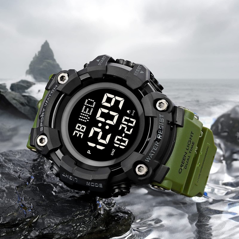 Gosasa Men Sports Military Watches Digital Airplane Shaped LED Light