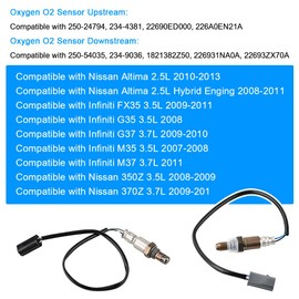 JDMON 2PCS O2 Oxygen Sensor Upstream & Downstream Replacement for Nissan Maxima Altima 2.5L, 3.5L 2010 2011 2012 2013 Compatible with 234-9036, 234-4381, 1821382Z50, 22690ED000, 226A0EN21A