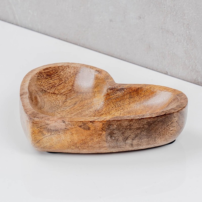 levandeo Wooden Heart Plate 14 x 12 cm Mango Wood