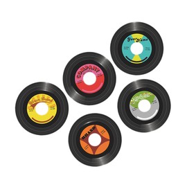 Operitacx Vinyl Schallplatten Wandaufkleber 5 Stücke Vintage Musik Dekoration für Café und Bar Wiederverwendbar Einfach Anzubringen Retro Party Deko Wanddeko für Musikräume