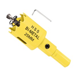 METALLIXITY Bi-Metal Hole Saw Kit 25mm (31/32"), M42 High Speed Steel Hole Cutter with Center Drill Bit, Hex Key and Spring - for Metal Sheet, Wood, Plastic Plate and PVC Board, Yellow