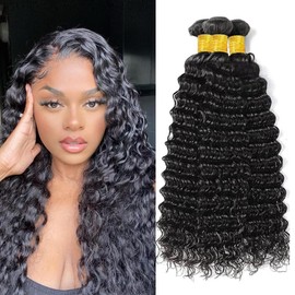 Deep Wave Human Hair Bundles 12 14 16 Inch 3 Bundles 100% Brazilian Human Hair Natural Color Wet And Wavy Curly Bundles