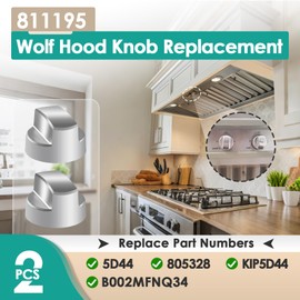 Gfdoso 2Pcs 811195 Hood Knob Replacement for Sub-Zero Wolf – Compatible with 56 Models, Replaces 805328 KIP5D44 5D44 & B002MFNQ34 – 811195 Exhaust Ventilation Hood Knob (Fits Pro Range, Vent Hoods)