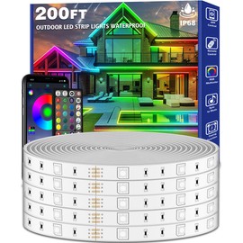 zoegi 200ft Outdoor LED Strip Lights Waterproof,Music Sync RGB IP68 Outside Led Light Strips Waterproof with App and Remote,Exterior Led Rope Lights for Deck,Balcony,Roof,Garden,Pool