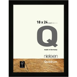 nielsen Bilderrahmen, 18 x 24 cm, Holz, Schwarz, Fotorahmen zum Auftstellen und Aufhängen im Hoch- & Querformat, Echtglas, Quadrum