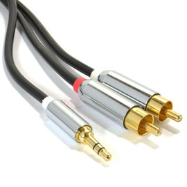kenable PRO OFC 3.5mm Stereo Jack to 2 x RCA Phono Plugs Cable Gold 2m [2 metres]