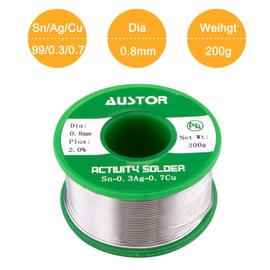AUSTOR 0.8mm Lead Free Solder Wire with Rosin Core, 200g