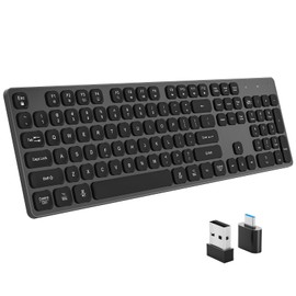 B.FRIENDIT Rechargeable Wireless Keyboard for Mac and Windows, Ultra Slim 2.4GHz Full-Size Keyboard with Low-Profile Quiet Keys, Compatible with PC, Laptop, Windows 11/10/8/7 (Black)