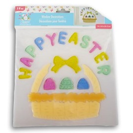 Happy Easter Basket Gel Window Clings Decal Stickers - 19 Piece