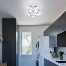 Cainjiazh Dimmable Crystal Chandelier Crystal Ceiling Light Modern Crystal Chandeliers Flush Mount Ceiling Light Lamp Fixture for Dining Room Living Room Bedroom Hallway Remote Control