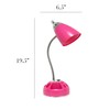 Simple Designs LD1015-PNK-LB 19.5" Flossy Organizer Desk Lamp with Charging