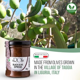 ROI Ligurian Taggiasca Tapenade Olive Spread - Sandwich Spread and Bruschetta Spread, Olive Tapenade for Italian Antipasto, Dips, Crackers, Bread, Hors D'oeuvres, Appetizer Spreads, 6.3oz - Pack 1