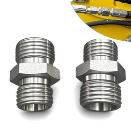 Hxszk Carbon Steel Hydraulic Hose Adapter for M14-M16 Threads - Compatible with AGT, FF Industries, VICSEC, Miva, Machpro, TPM Mini Excavators, Silver Fitting Connector (2-Pack)