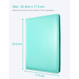 Folder A5 Clipboard Folder A5 Conference Folder for Legal Pad, Pu Leather Folder Work Writing Foldover Clipboard with Cover, Portfolio Organiser A5 Folio Clip Board with Pen Holder (Pale Turquoise)