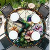 Yesad Round Fitted Tablecloth with Elastic Edge for Up to