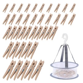 41 Clothes Pegs with Bag: Clothes Pegs with Clothes Pegs Basket, Wooden Clothes Pegs Ideal for Everyday Use in the Home or Outdoor