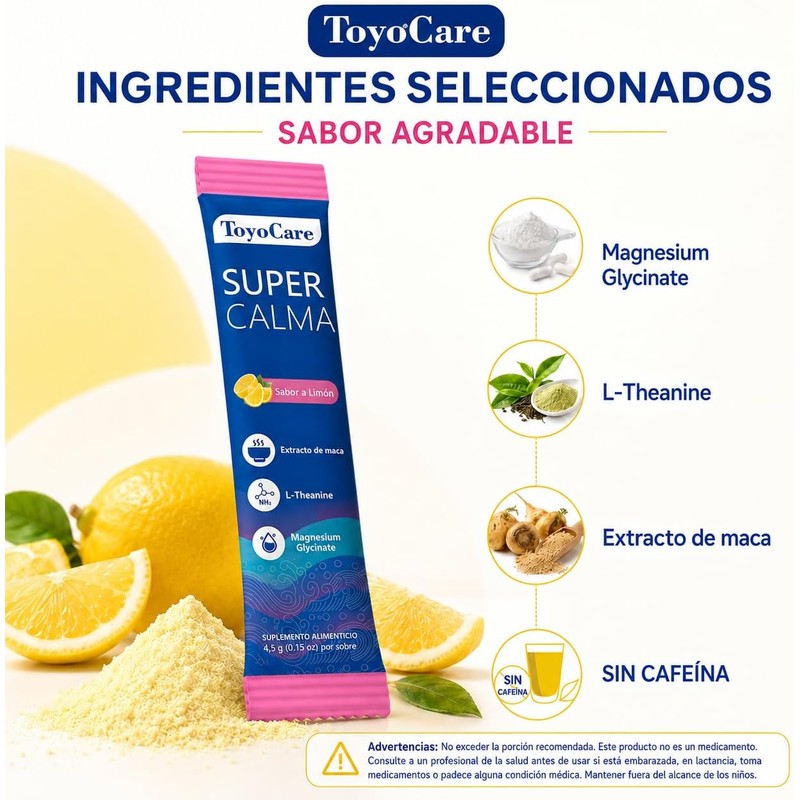 Supercalm Suplemento en Polvo Sabor Limón, 20 Sobres, 90 g