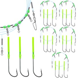 Narcissus 5PCS Sea Fishing Rigs, Pre-Tied Flapper with Size 1/0 & 2/0 Hooks, Anti-Tangle Snap, 1-3 Hooks, Gaps (45cm, 52cm, 80cm), Ready for Beach Fishing (5pcs- 3 hooks- size 2/0-45cm gap)