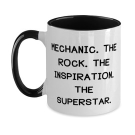 Unique Mechanic Gifts, MECHANIC. THE ROCK. THE INSPIRATION, Inspire Birthday Two Tone 11oz Mug For Coworkers From Team Leader, Funny mechanic gift, Funny car mechanic gift, Funny auto mechanic gift,