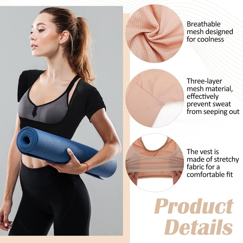 Handepo 6 Pcs Underarm Sweat Vest Breathable Armpit Sweat Proof