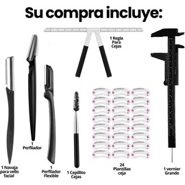 7pcs Recortador De Cejas Portátil De Acero Inoxidable Herramientas Belleza Perfilador Navaja Cepillo Diseño Cejas Microblading Vernier Plantillas Maquillaje Eyebrows