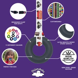 Sensory Oojamabobs - Ring Pendant chew Necklace - Autism - Black with Lanyard (6 Designs Available!) (54cm, Plain Black)