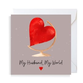 Second Ave My Husband My World Heart Square Valentine's Day Birthday Christmas Xmas Greetings Card