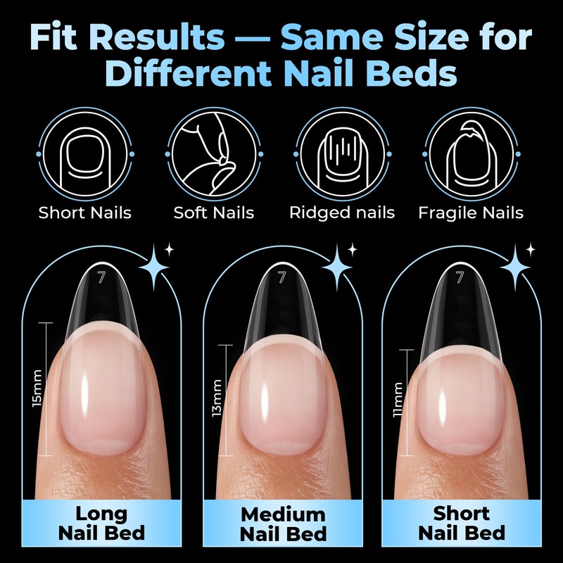 UNA GELLA Gel Nail Tips Almond Shape Medium Pre-etched 450PCS