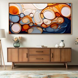 Abstract Wall Art - Modern Colorful Framed Canvas Wall Art for Living Room,Office - Large Decorative Artwork for Bedroom, Aesthetic Room Decor, Oil Painting