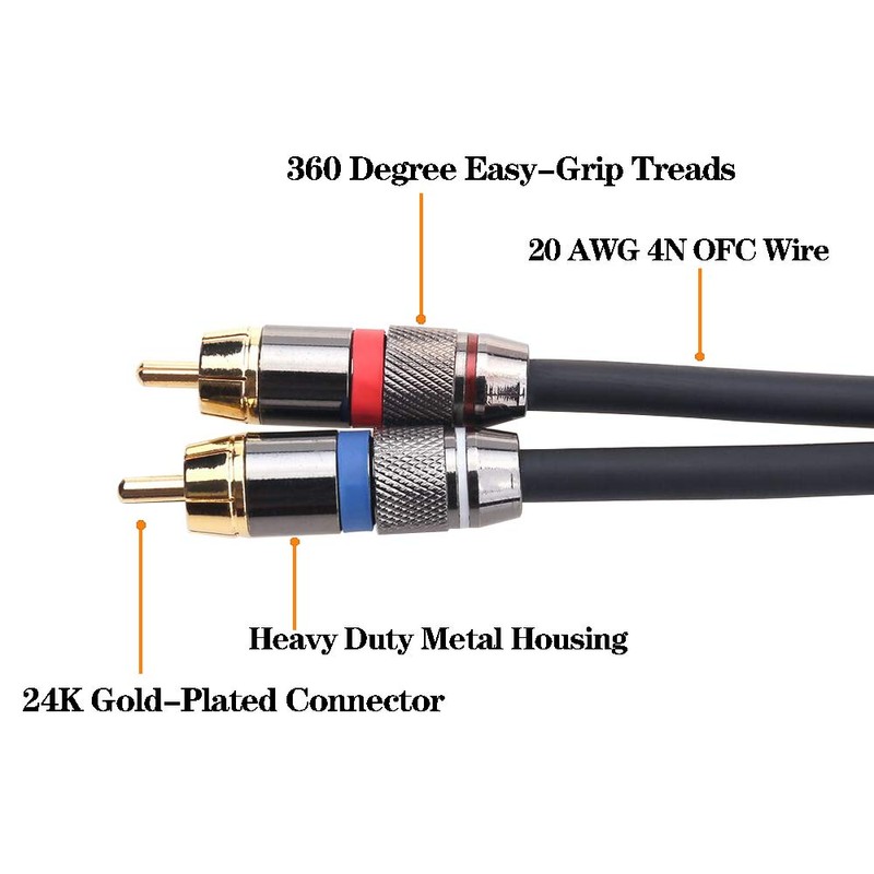 tisino 1/4 to RCA Cable, Quarter inch TRS to RCA
