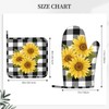 MIFSOIAVV Sunflower Black White Buffalo Plaid Oven Mitts and Pot