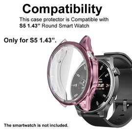 smaate compatible with TOZO S5 1.43” Round Smartwatch, TPU Cases with Screen Protector, 9H