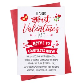 D24TIME Funny First Valentines Day Cards Gifts for Him Her Boyfriend Girlfriend 1st Valentines Day Greeting Cards with Envelope Vday Gifts It's Our First Valentines Day Card for Couple Husband Wife