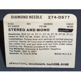 Electro-Voice Pfanstiehl 274-DS77 Needle for Astatic N164-SD N164 274-SS77 274-DS73