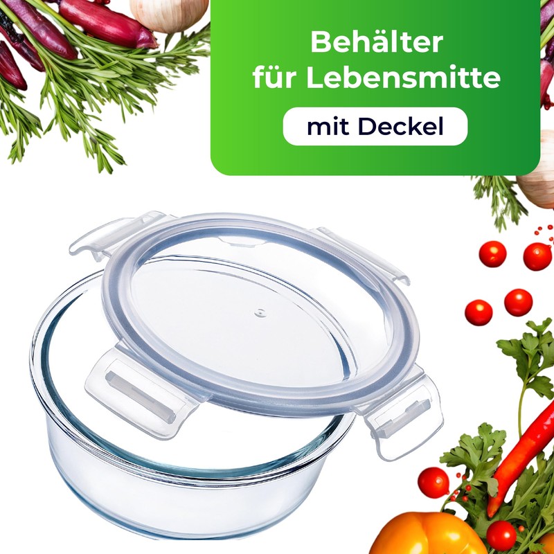 KADAX Glass Container with Lid, Food Container, Dishwasher Safe Food