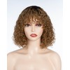 JOEDIR LUX Glueless Short Curly Human Hair Wig with Bangs