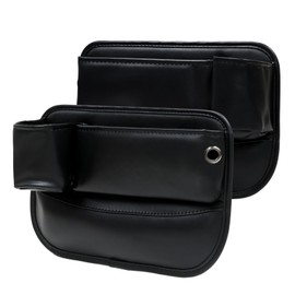 Car Seat Gap Filler, 2 PCS PU Leather Auto Console Side Storage Boxes With Cup Holder, Car Front Seat Gap Organizer, Multifunctional Dropping Blocker Bag Car Accessory for Phone Sunglasses Keys Cards