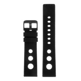 StrapsCo Silicone Rubber Rally Quick Release Watch Band Strap - Black (Black Buckle) - 24mm