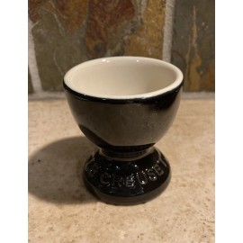 Le Creuset "Black Onyx" LE CREUSET Footed Egg Cup Holder Stoneware Shiny Black 1st Quality