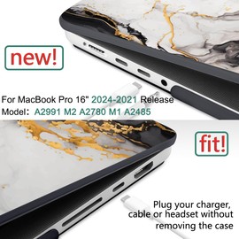 DONGKE for M3 MacBook Pro 16 inch Case 2024 2023 2021 A2991 A2780 M2 A2485 M1 Pro/Max with Retina Display & Touch ID, Plastic Hard Shell Cover & Screen Protector & Keyboard Cover, Abstract Marble