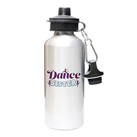 Mystic Sloth Dance Family 20oz Aluminum Water Bottle with Carabiner and TWO Lids (Silver, Sister)