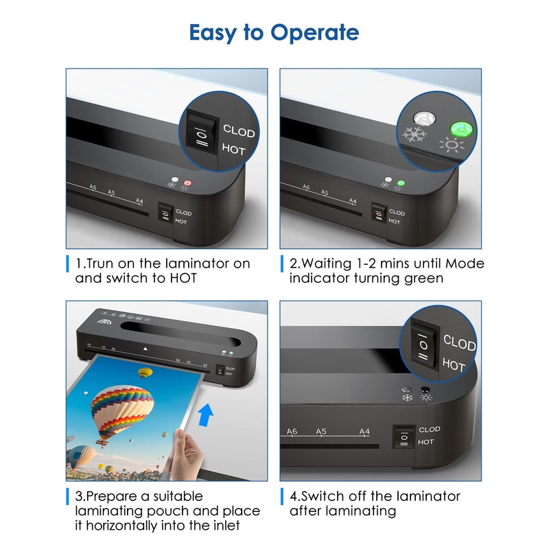 MAXDONE Laminator, A4 Laminator Machine with 10 Laminating Pouches, Laminating