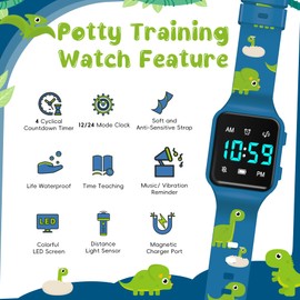 Potty Training Watch for Toddler with Countdown, Music or Vibration Alerts - Waterproof Toddler Toilet Trainer for Boys & Girls Ages 2-9